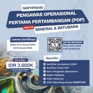Pelatihan Sertifikasi POP Tambang resmi BNSP dan Kemnaker – Tersedia online, lengkap dengan panduan PDF dan e-sertifikat
